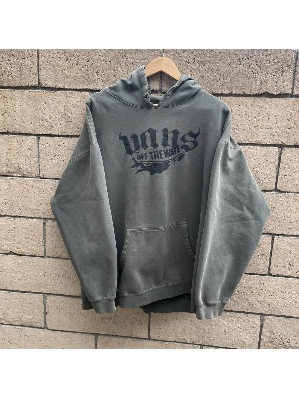 Vintage distressed faded green vans skater hoodie | size XL